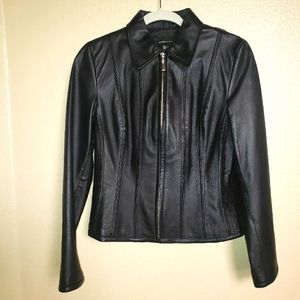 Moda International black leather jacket. Sz. M